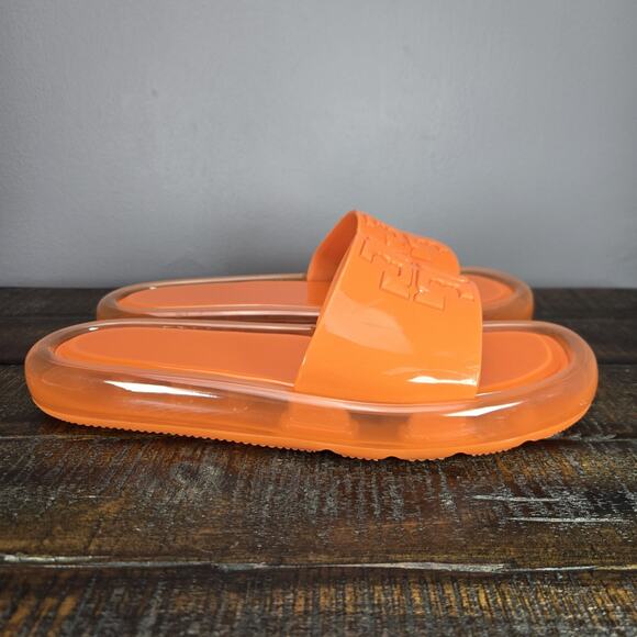 Tory Burch Bubble Jelly Womens Size 9 Big Logo Beach Sandal Slides Orange - Picture 1 of 10